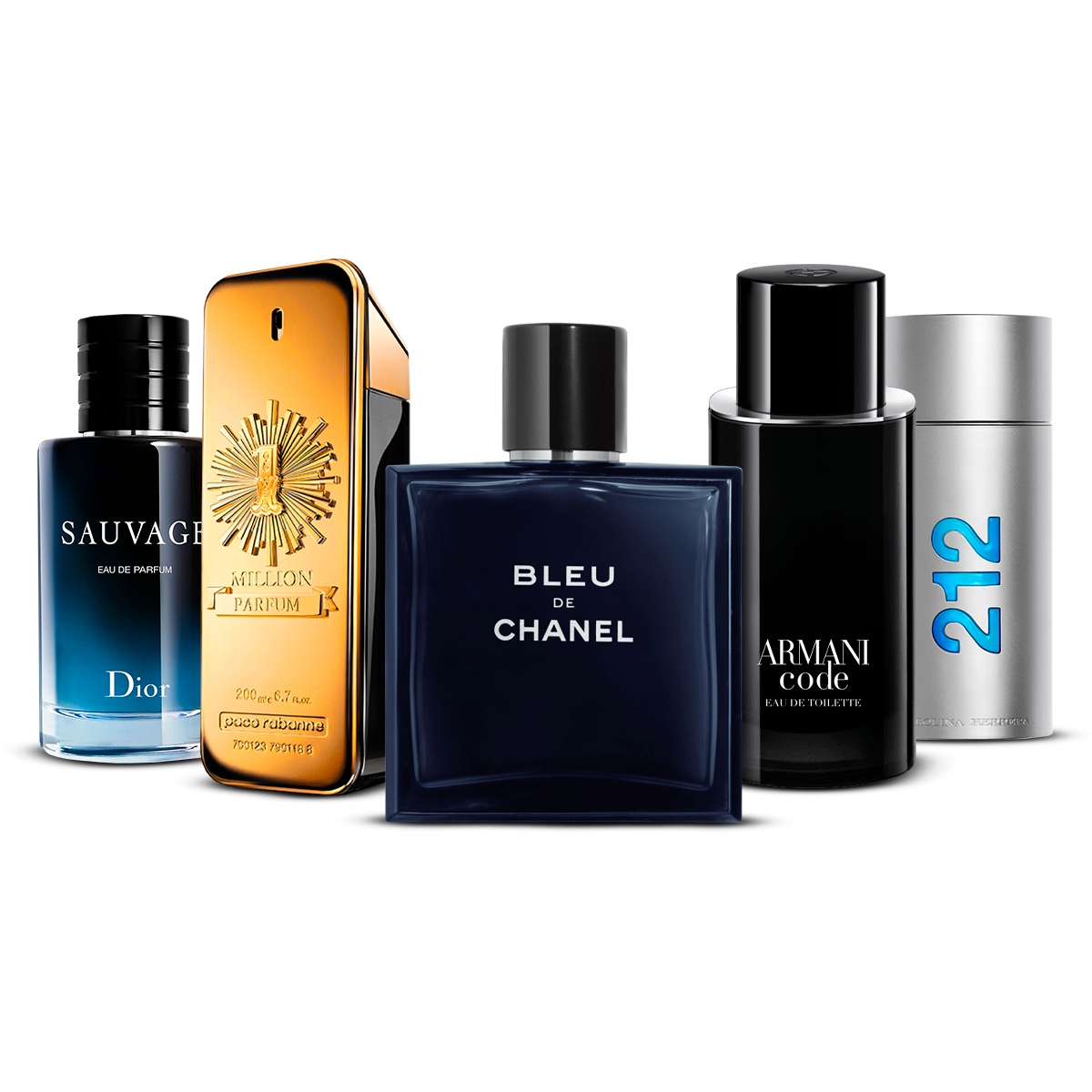 Sada 5 Parfémů – Sauvage, 1 Million, Bleu de Chanel, Armani Code i 212 Men [100 ml každý]